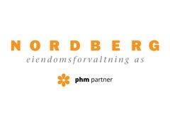 Logo for Nordberg eiendomsforvaltning AS med oransje blomstersymbol og teksten "phm partner".