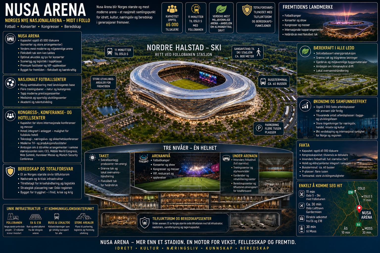 FrP i Nordre Follo: «Nusa Arena» kan bli Norges nye nasjonalarena  – FrP vil legge gigantprosjekt til Ski i Nordre Follo