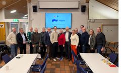 Representanter fra flertallspartiene i Nordre Follo oppsummerte året på dagens pressefrokost på Kolbotn Idrettslag sitt klubbhus på Sofiemyr. Foto: Liv Lønnum.