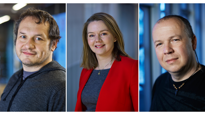 Portrettbilder sidestilt. Første bilde fra venstre er av Michael Riegler, andre bilde er av Lillian Røstad, og tredje av Leon Moonen.