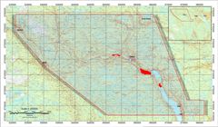 Oversiktskart som viser det planlagte måleområdet i Innlandet. Fuglefredningsområder med lavflygingsforbud er merket i rød farge.