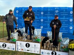 Seier pallen for senior vm - fv. irske sølvvinner dean McCauley, vm vinner David Howells og bronse vinner Angie Driscoll.
