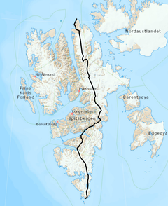 Map of the expedition route Mina and Alexander will take to Svalbard.