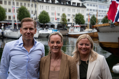 F.v. Mattias Lilja Graflund (Sverigesjef og EVP Growth Markets), Kristin Vestgren Sæterøy (CEO), Silja Vestad (CMO)