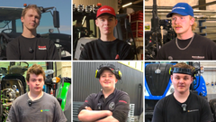 Årets finalister: (øverst fra venstre) Johan Andrè Rånås Jakobsen, Julius Sørlie, Lars Iver Rønneberg, Sindre Solli, Hans Martin Theodorsen og Even Tofte. Traktor.no