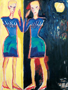PIA MYRVOLD. LISTEN, Mirror, 1983, 190 x 140 cm, oil on canvas
