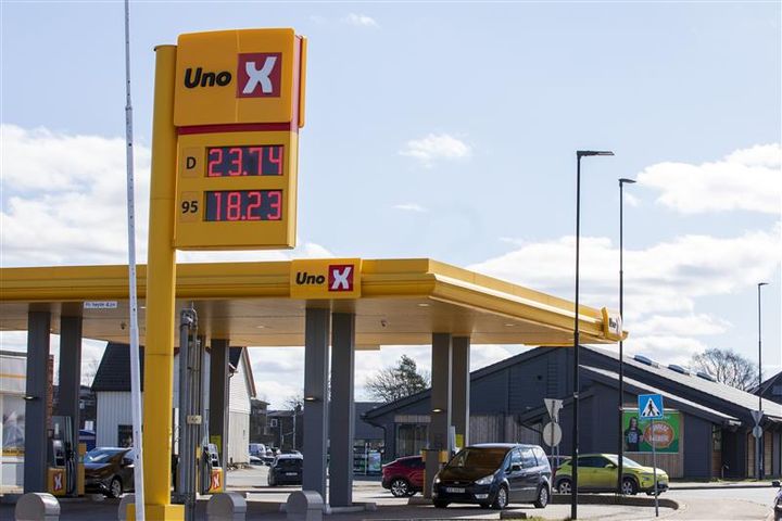 Bilde av prismast på bensinstasjon