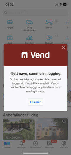 FINN.no-brukere som har FINN-appen vil se følgende i appen sin fra 12. mai.