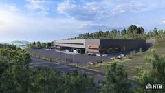 Illustrasjon av nytt lager- og logistikkbygg på Espevoll