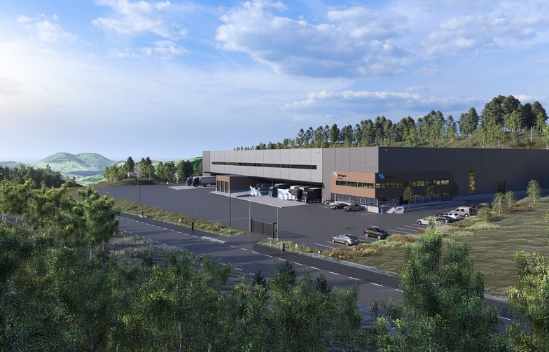 Illustrasjon av nytt lager- og logistikkbygg på Espevoll