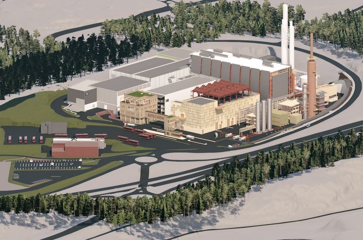 Nytt teknisk bygg og fundamenter til karbonfangstanlegget som skal etableres ved Hafslund Celsios avfallsforbrenningsanlegg på Klemetsrud i Oslo.
