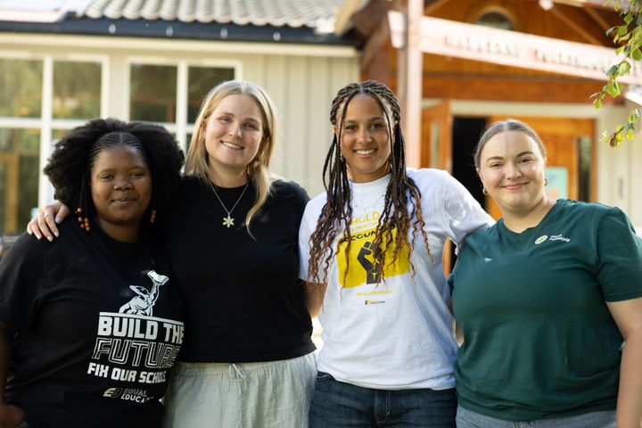 Fra venstre: Itumeleng Mothlanane fra Equal Education, Henriette Johnstone fra SAIH, Kristin Mansaray fra OD, Sarah Taif fra NF Solidaritetsungdom