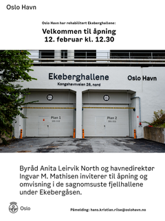 Ekeberghallene gjenåpnes offisielt torsdag 12.2 av byråd Anita Leirvik North. Adressen er Kongshavnveien 26, nord i Sydhavna.