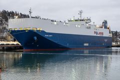 En gang i uka anløper bilskipet Polaris Liberty Søndre Bekkelagskai med biler til Harald A. Møller.