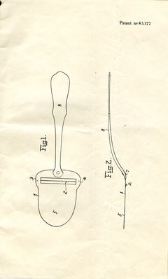 Den originale patenttegningen av ostehøvelen.