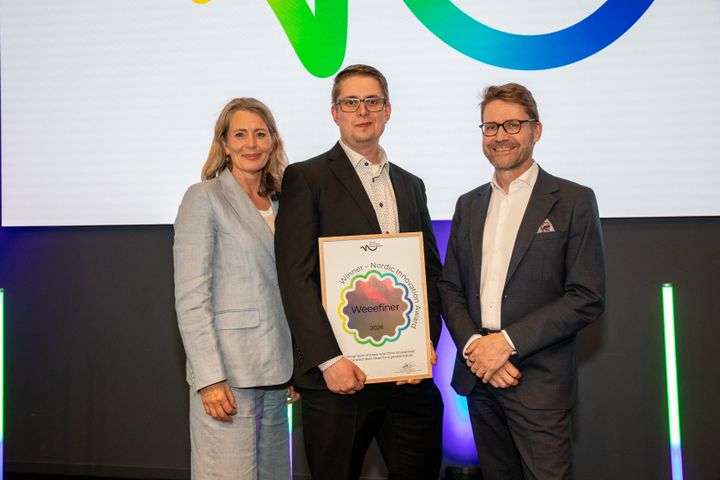 Katherine Myhre (director general, Patentstyret, Norway), Elmeri Lahtinen, Chief Technology Officer, Weeefiner and  Antti Riivari (Director general of the Finnish Patent and Registration Office