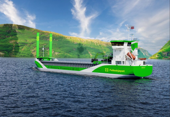 Dette er skissen til skipet som det jobbes for å realisere i prosjektet Grønn Fraktallianse for framtida.