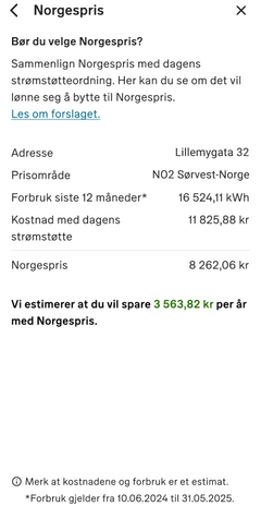 Slik ser det ut når du bruker kalkulatoren i Lyse-appen