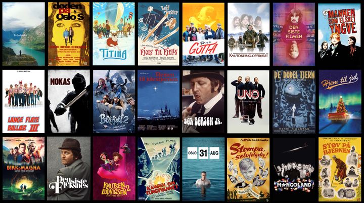 Dette er bare noen av 250 norske filmer som blir tilgjengelig i Altibox X den kommende tiden. (Bildecollage: Norsk Filmdistribusjon)