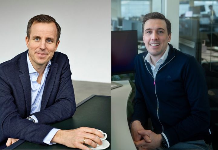 Magnus Egeberg, administrerende direktør, Mastercard Payment Services tv. og Thor Kristian Seth, administrerende direktør, Aritma th. Inngår nytt samarbeid for å styrke tilbudet innen finansielle tjenester til selskaper i Norden. Foto: Franne Voigt tv. og Emin Sener th.