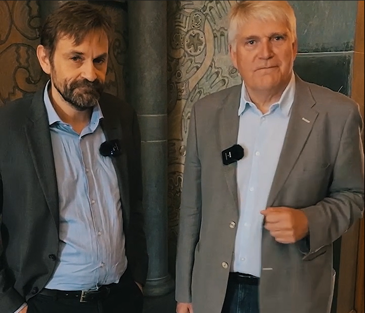 Asgeir Tomasgard (til venstre) og Nils Røkke. Under Arendalsuka gir de politikere tre råd for hvordan Norge kan forhindre kraftunderskudd i 2027.