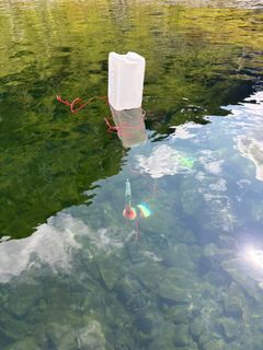 Boblefangere brukes på grunne områder for å måle om det kommer metan gjennom bobling fra sedimentene i magasinet.