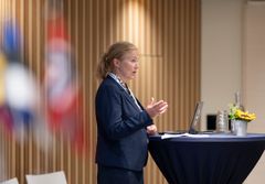 SINTEFs konsernsjef Alexandra Bech Gjørv under lanseringsseremonien for RTO4DEF i Brussel 9. juni 2026.
