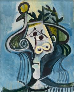 Pablo Picasso, Head of a Woman with a Hat. Mougins, 7 July 1971. Modified oil on canvas, 81 x 65 cm.