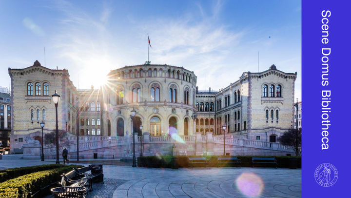 Arrangementsplakat med bilde av Stortinget