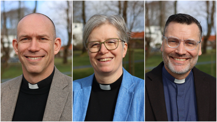 En av disse blir ny biskop i Stavanger bispedømme: Tor Magne Nesvik, Karen Margrete Mestad, Vidar Mæland Bakke