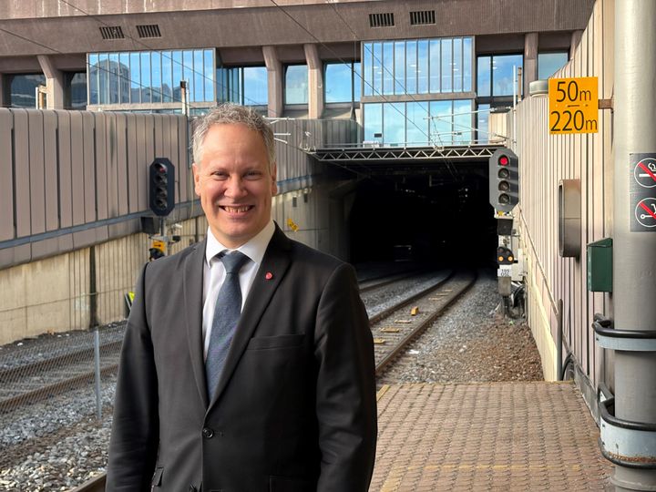Samferdselsminister Nygård på Oslo S.