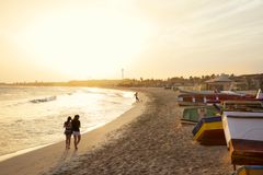 Strand i solnedgang på Boa Vista Kapp Verde