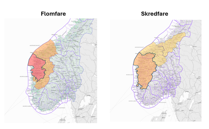 Flom og skredvarsel for onsdag og torsdag