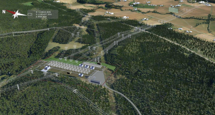 Illustrasjon av nye Eiker transformatorstasjon