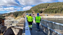 Dammen ved nye Nedre Fiskumfoss Kraftverk.