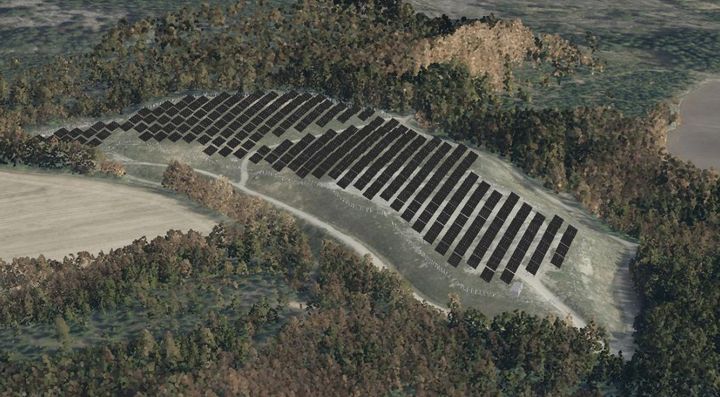 Illustrasjon av solkraftverket sett fra sørvest