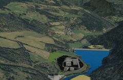 Visualisering av dei to transformatorstasjonane i Ovrisdalen. Bilete er redigert av NVE ved bruk av KI for å fjerne kraftleidningane Statnett og Sygnir søkjer om som NVE ikkje vurderer no. Kjelde: Sygnir sin konsesjonssøknad.