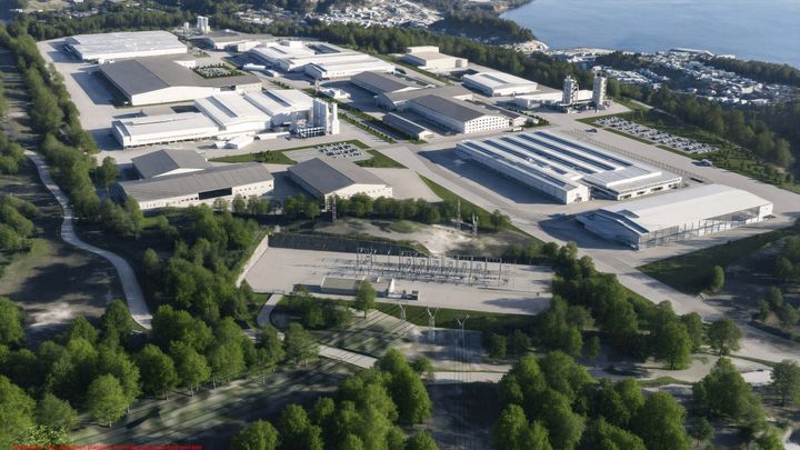 Visualisering av Frier transformatorstasjon og det planlagte industriområdet Frier Vest.