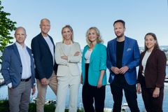 Noen av TV-profilene. F.v: Christian Nilssen (NRK), Pål Gordon Nilsen (Viaplay), Gunnhild Toldnes (Viaplay), Malin Jørnholt (NRK), Andreas Hagen (NRK) og Sigrid Heien Hansen (Viaplay) er noen av profilene som skal jobbe med fotball-VM denne sommeren.