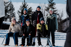 Team Pølsa: bak fra venstre: Mikkel, Peder, Sunniva, Pia, Trygve og Syver