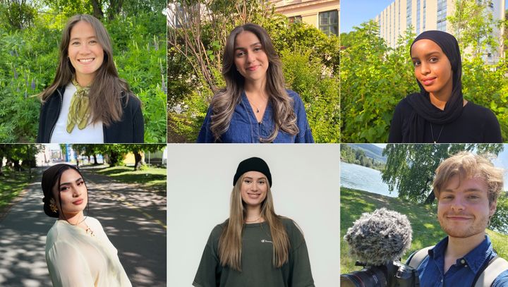 Marisa Elena Olsen (øverst til venstre), Roza Ridha, Anisa Mohamed, Nicole Karin Klatzka (nederst til venstre), Connie Adelina Lunde og Daniil Thorkild Ryvænge er med i årets FleRe-program.