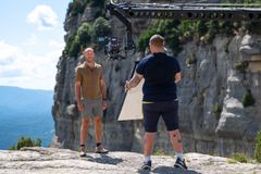 Aksel Lund Svindal under innspilling i fjellene i Spania.