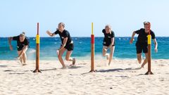 Sesong 17 av Mesternes mester er innspilt på strender, til fjells og i landsbyer i Costa Brava i Spania. Fra venstre Isabell Herlovsen, Isabelle Pedersen, Ayla Ågren og Daniel-André Tande.