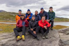 Her er gjengen på treningsleir i Jotunheimen. Oppe fra venstre: Rune Malterud, Jonas Strand Gravli, Yasmin Mehmood, Petter Nyquist og Stian Hallén. Nede fra venstre: Fay Wildhagen, Ingerid Stenvold og Ola Svenneby.