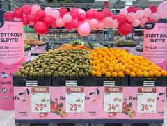 Coop gir én prosent av alt salg av fersk frukt, bær og grønnsaker i oktober til Rosa sløyfe-aksjonen.