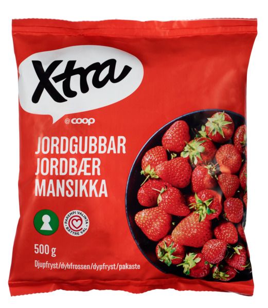 Xtra jordbær dypfryst 500 gram