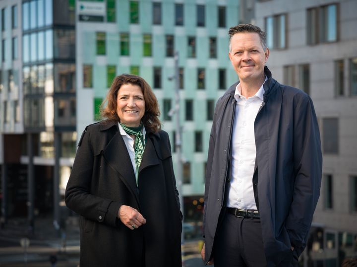Administrerende direktør i Entra, Sonja Horn, og administrerende direktør i Coop Norge, Philipp Engedal.