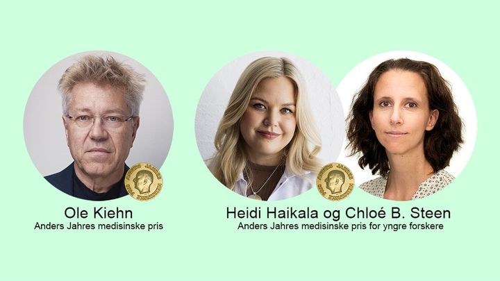 Vinnere av Jahre-prisen 2026: Ole Kiehn, Heidi Haikala og Chloé B- Steen.