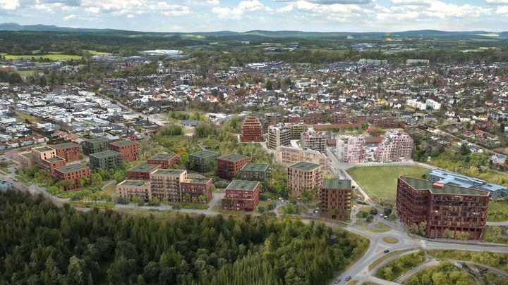 På Villenga vil du bli møtt med 486 boliger som fremmer en visjon om god livskvalitet, med et nabolag som forener urbane og grønne elementer.