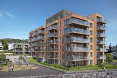 Skissetegning som viser hvordan byggetrinn 2 i prosjektet Grand Fiære vil bli når det står ferdig